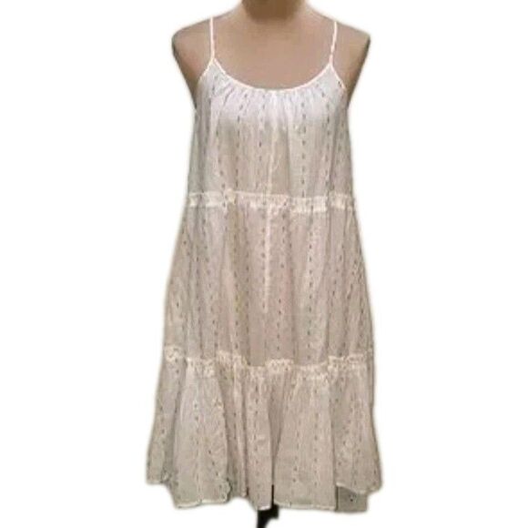 Madewell White Multicolor Clip Dot Cotton Coverup Dress Women's Size Large - Picture 2 of 8